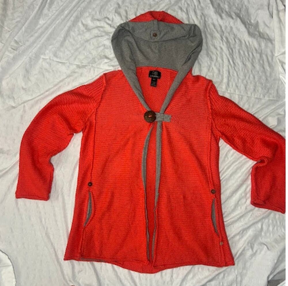 Pure Handknit For Fresh Produce Knit Sweater Cardigan Hooded Fisherman M/L
